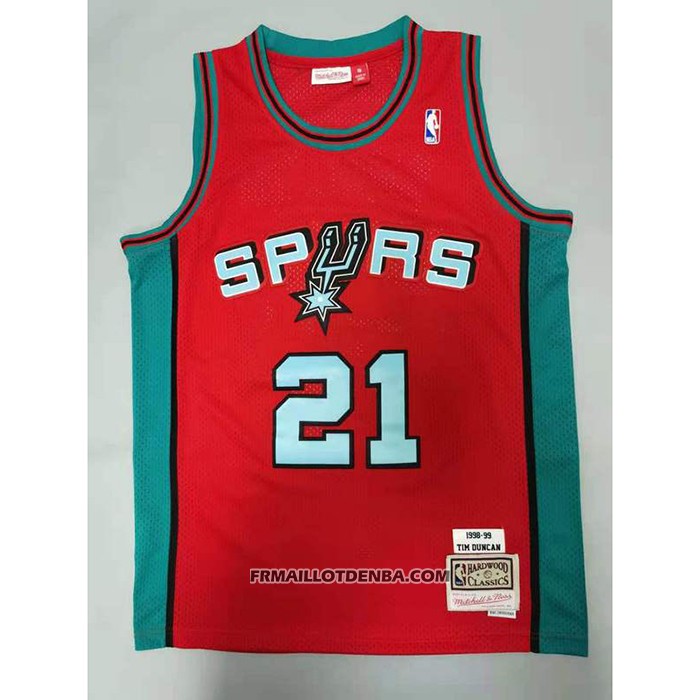 Maillot San Antonio Spurs Tim Duncan NO 21 Mitchell & Ness 1998-99 Rosa